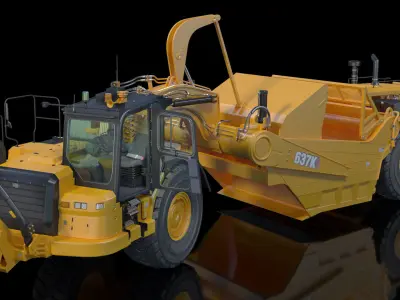 Cat 637k Scraper Rigged 3D model