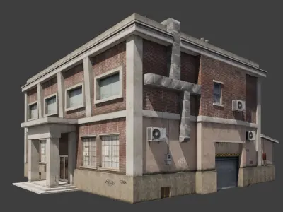 Building industrial City Work Street Low-poly 3D model Low-poly 3D model
