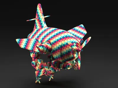 High Poly Conceptual Aircraft Engine Robot Base Mesh 3D model