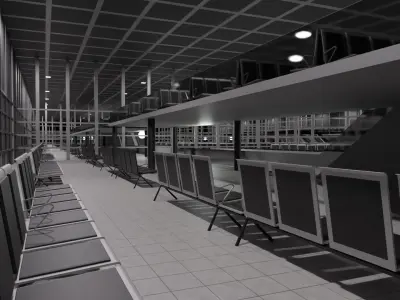 Airport Interior Low-poly 3D model 2