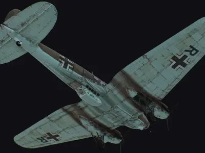 Heinkel He 111 Luftwaffe Germany Medium Bomber  WW2 War Low-poly 3D model