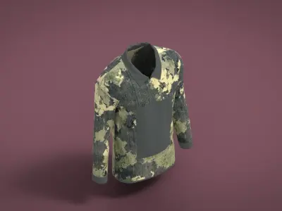 Military Outfit - T-shirt Low-poly 3D model 13