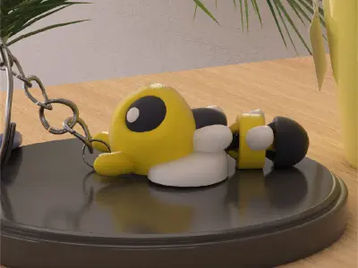 Bee Kawaii Articulated Version and Keychain 3D print model