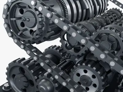Abstract Gear Mechanism Shredder M1 3D model