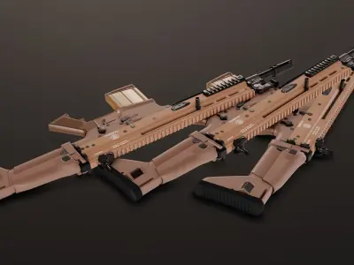 FN SCAR Heavy Mk17 Low-poly 3D model