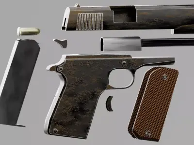 1911 low-poly model Low-poly 3D model