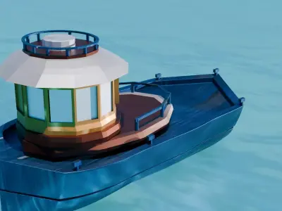 3d realistic boat Low-poly 3D model