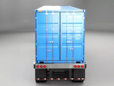 Generic Semi Truck with ISO Shipping Container Trailer 3D model