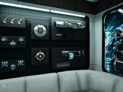 SciFi Weapon Loft Interior Low-poly 3D model