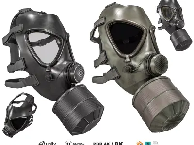 Gas Mask 2  M85 Low-poly 3D model