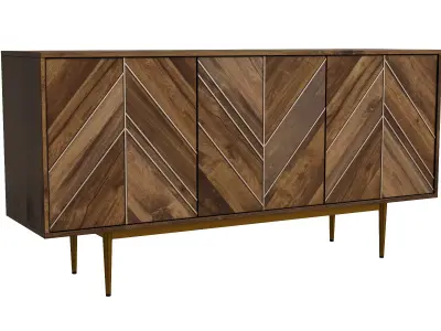 Large Dark Hunton Oak Wood Sideboard 3D model