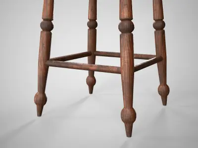 Medieval Wooden Chair - Old Victorian Stool AAA Gameready Low-poly 3D model
