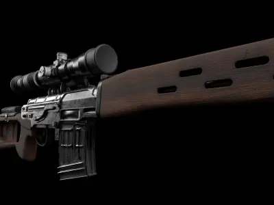SVD - Dragunov Sniper Rifle Low-poly 3D model