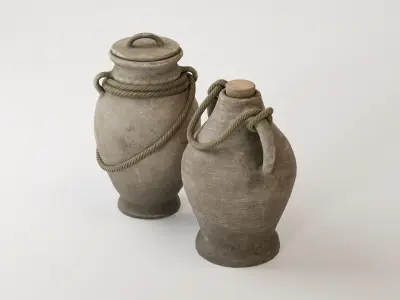 Antique clay pottery Low-poly 3D model