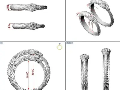 Wedding ring snake 3D print model