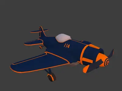 Cartoon low-poly airplane Low-poly 3D model buy