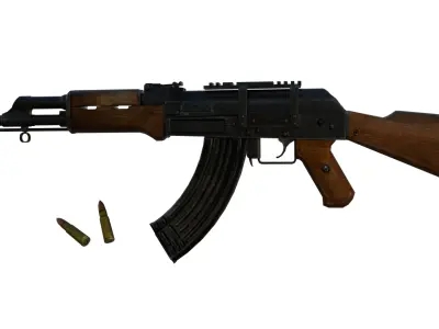 AK 47 3D Model Fully Rigged Game-Ready Low-poly 3D model