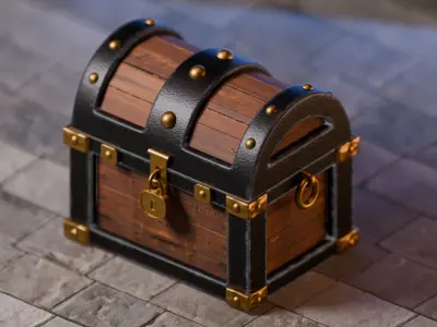 Stylized Treasure Chest  Game Ready 3D Asset Low-poly 3D model