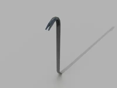 Crowbar low-poly game ready metal rod with hook Low-poly 3D model