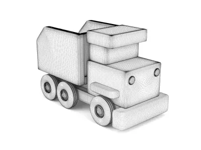 Wooden toy truck 36 3D model