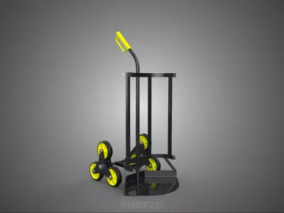 TRI WHEEL STEP BLOCK STAIR CLIMBER HAND TRUCK CART SINGLE HANDLE 3D model