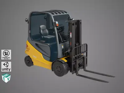 Forklift Truck 01 Yellow All PBR Unity UE Textures Low-poly 3D model