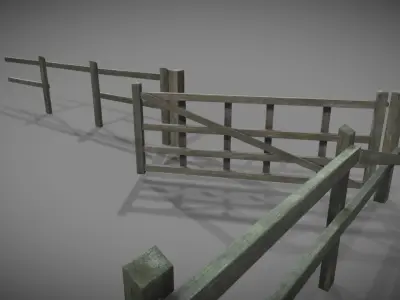 Low poly modular old wooden fence Free low-poly 3D model