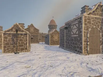 Walled Winter Village 3D model