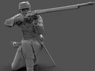 Historical soldier crouching 3D print model