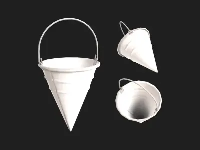 Firefighter Cone Sand Bucket Stylized Low-poly 3D model
