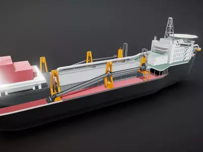Loading sand and gravel transport ship Low-poly 3D model