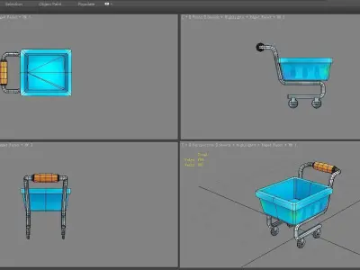 Cartoon dirty shopping cart Low-poly 3D model