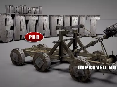 Medieval Catapult 3D model 2