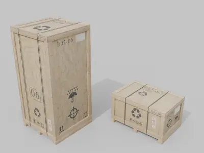 Customizable Wooden Crate Duo - Contrast Shapes 3D model