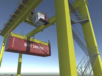 Shipping Port Gantry Crane Low-poly 3D model
