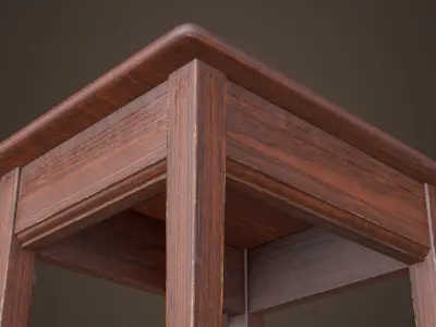 Old vintage simple stool Low-poly 3D model