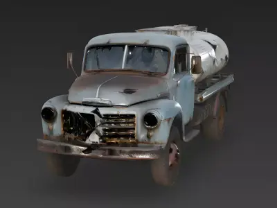 Realistic 1950s Rural Work Tanker Truck 3D Model Low-poly 3D model