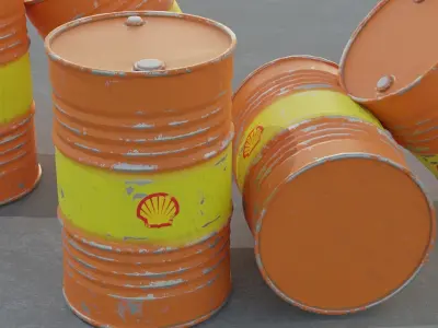 Old Steel Barrel  Low-poly 3D model