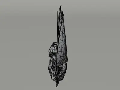 Cartoon medieval fantasy ship 2 Polygonal Style Low-poly 3D model