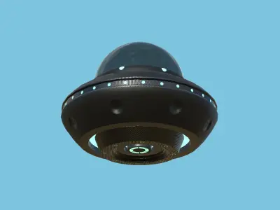 Cartoon UFO A5 - SciFi Flying Saucer - Black Carbon Low-poly 3D model