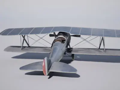 Military Biplane Low-poly 3D model