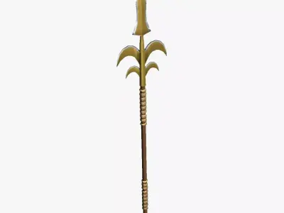 Stylized Brass Steel and Wood Spear Low-poly 3D model