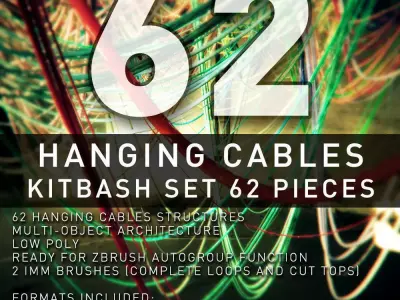 Hanging Cables - 62 Structures Kitbash set Low-poly 3D model