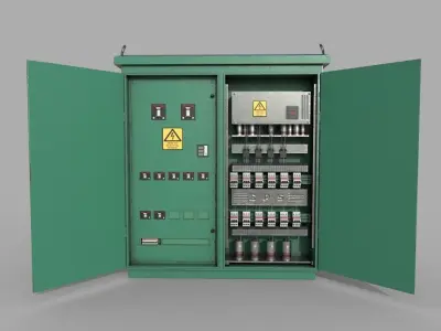 Electric Fuse Box Green Low-poly 3D model