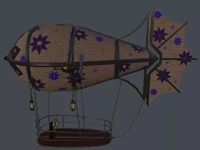 Fantasy zeppelin Low-poly 3D model