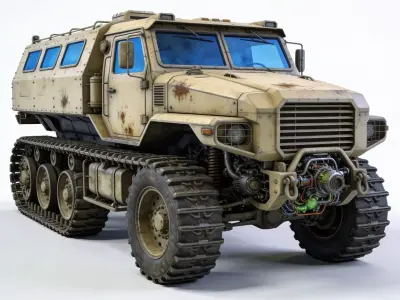 Heavy All-Terrain Half-Track 3D Model Low-poly 3D model