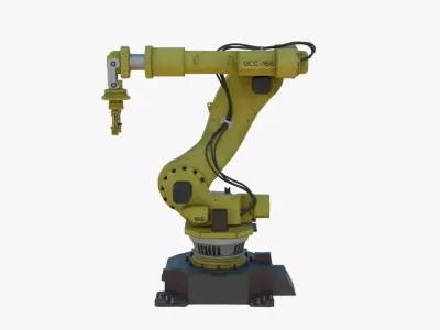 Industrial Robot Arm Yellow Rusty Low-poly 3D model