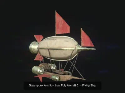 05 Steampunk Airship - Sci-Fi Aircraft Asset 3D Model Pack purchase
