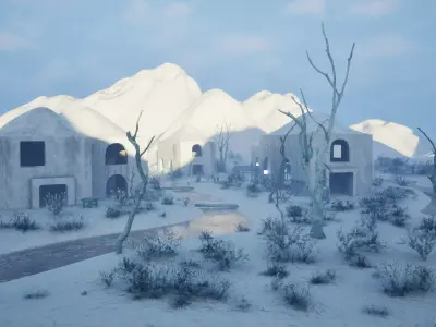 Abandoned Village In A Misty Landscape 3D model