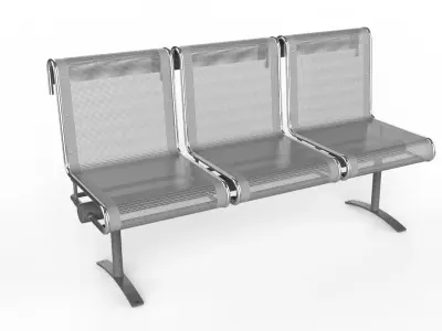 Waiting Room Chair 3 Seats 3D model